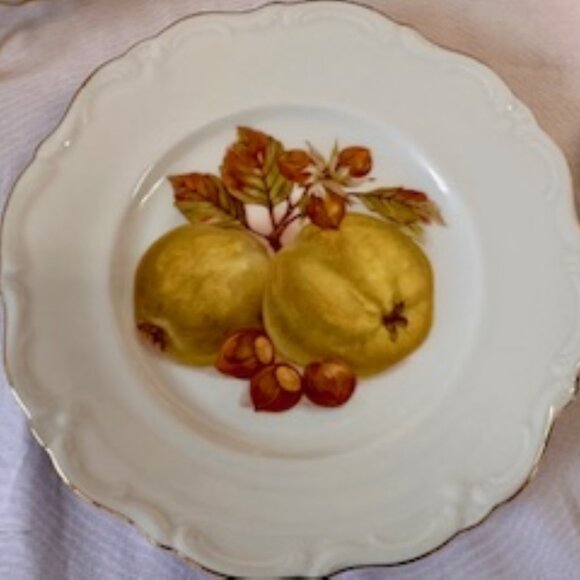 Vintage Winterling Roslau Bavaria Germany Fruit Motif Plate Set – Gold Trimmed - Picture 3 of 8